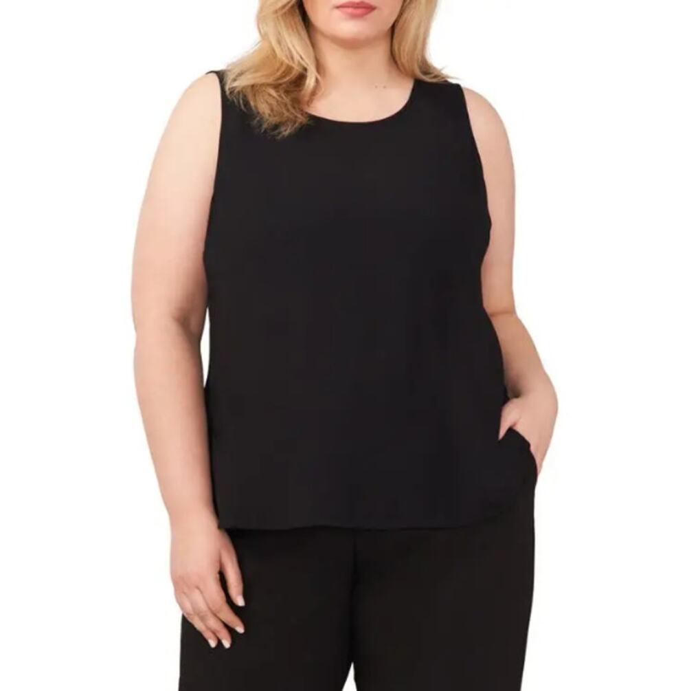 New HALOGEN Women's Black Scoop Neck Shell Tank Top Size S